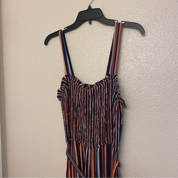 Universal Thread blue stripe smocked boho Square Neck belted Maxi Dress plus XXL - Picture 6 of 12